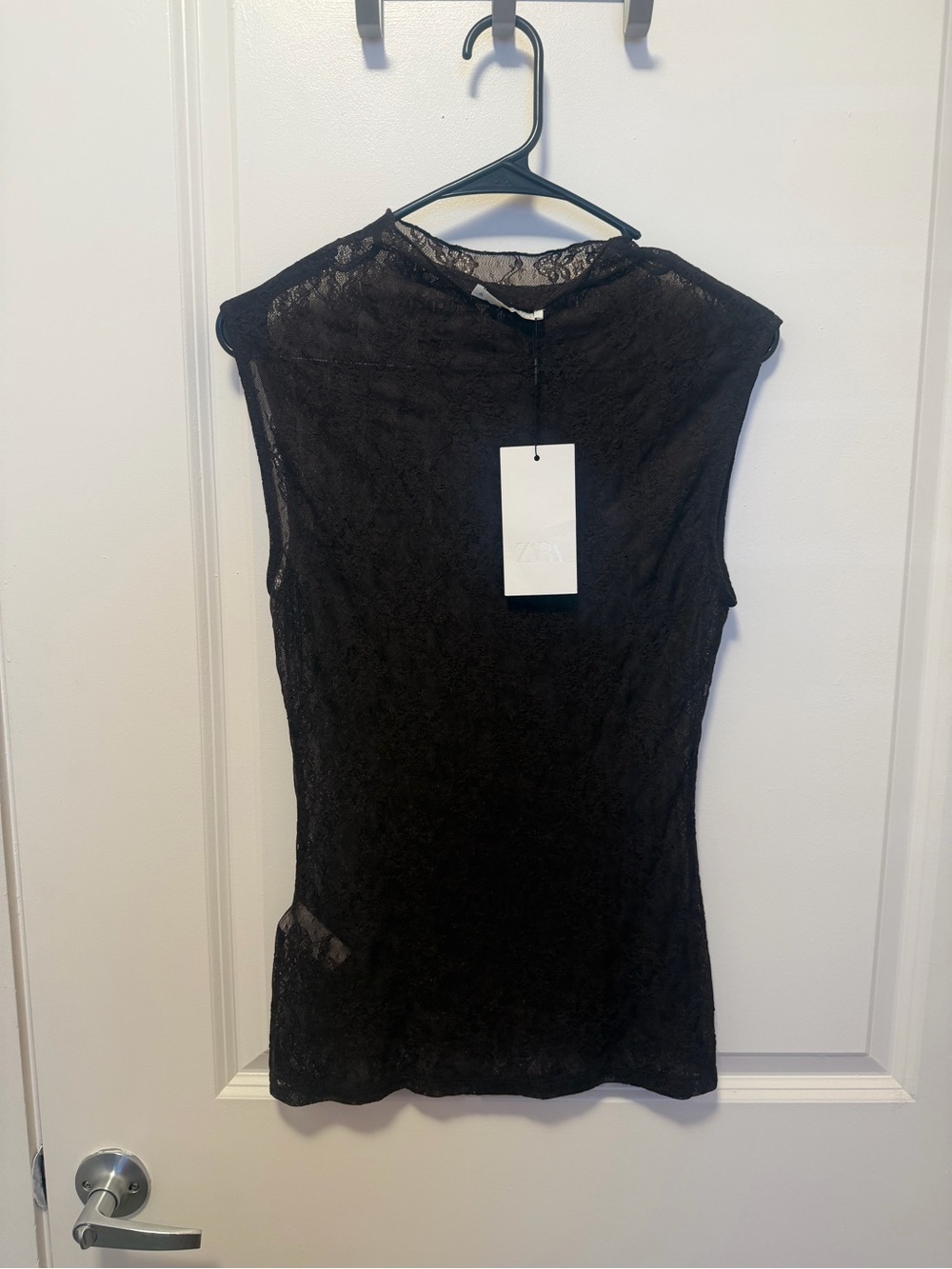 Zara Black Lace Cap-Sleeve Camisole